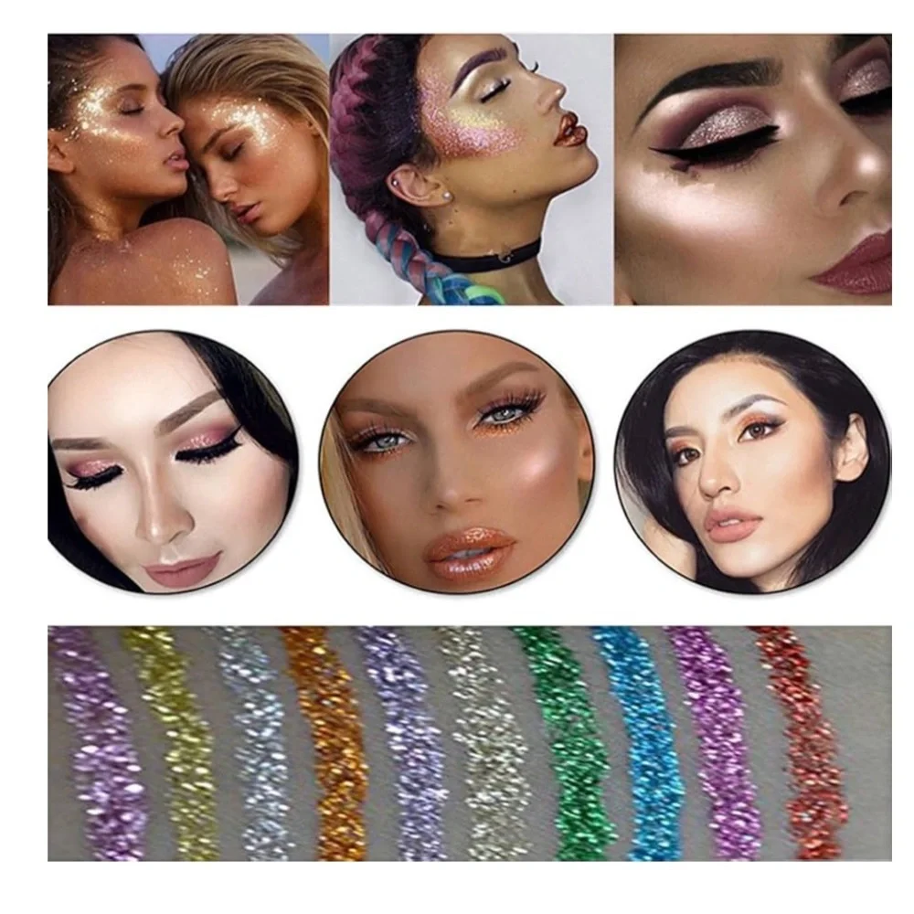 10 Colors Liquid Glitter Eyeliner Metallic Shimmer Glitter Eyeshadow